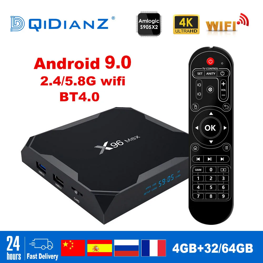 X96 Max Smart tv box Android 9.0/8.1 2.4G/5G Wifi Bluetooth 4.0 S905X2