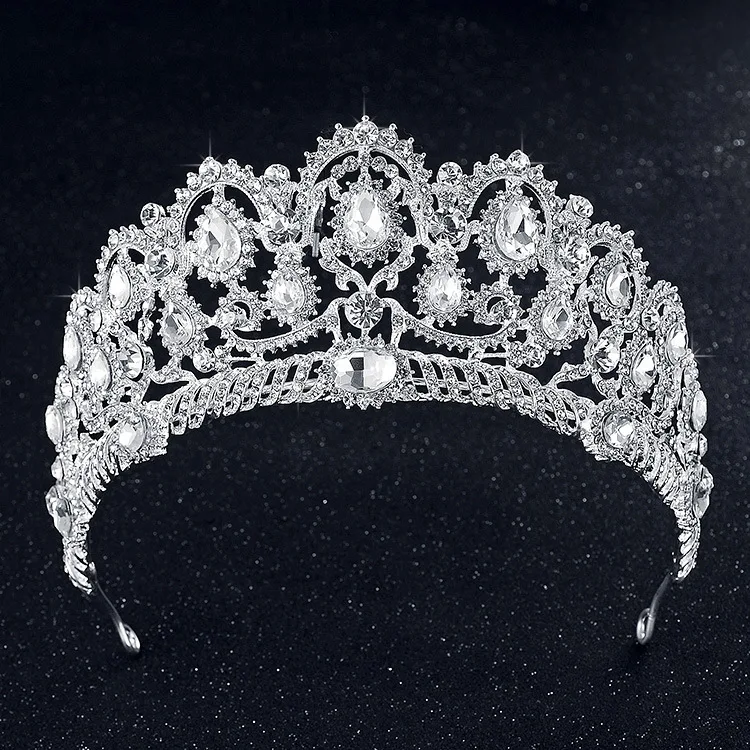  Luxo Espumante Coração de Cristal Coroa De Noiva Acessórios Para o Cabelo Para As Mulheres Meninas Tiaras De Casamento Grande Coroa Diadema (6)
