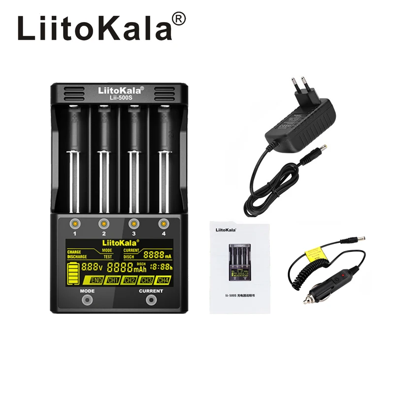 LiitoKala lii-500S lcd 3,7 V 1,2 V 18650 26650 21700 зарядное устройство с экраном, проверьте емкость аккумулятора с сенсорным управлением