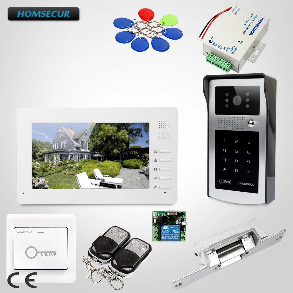 

HOMSECUR 7" Wired Video Door Entry Security Intercom Electric Strike Lock Set Included XC004-S+XM706