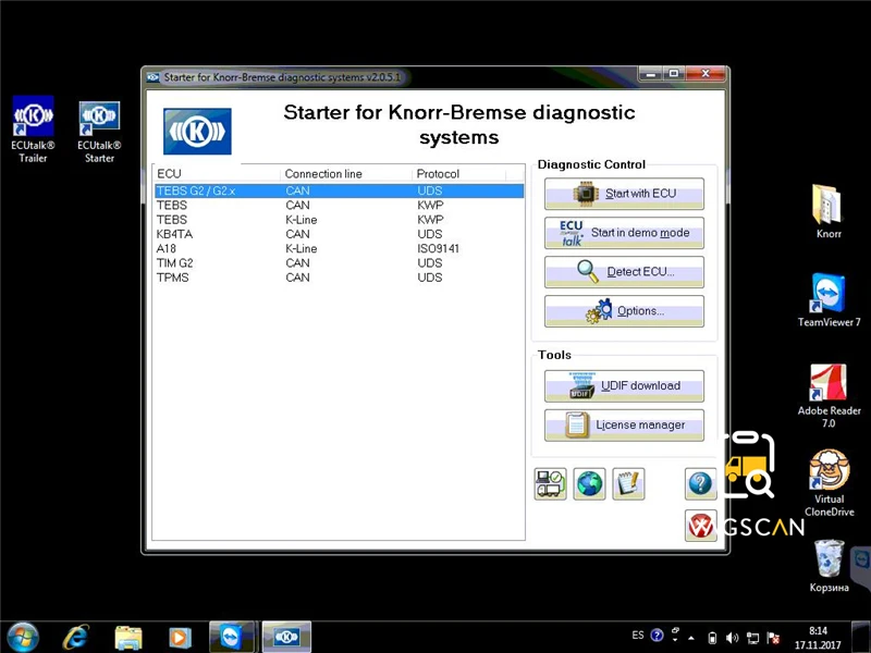 V5.0 версия диагностический сканер для KNORR-BREMSE Knorr NEO UDIF интерфейс