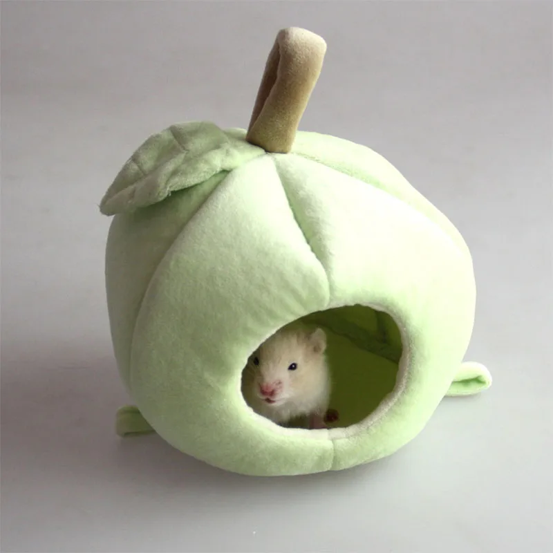 Mini Apple Small Pet House Cage Winter Warm Nest Cave Tunnel Toy Tube for Hamster Squirrel Animals Home Accessories Pet Supplies3