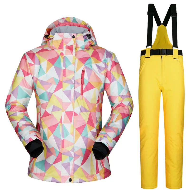 XS And Yellow Женские лыжные костюмы для снежных лыж и одежда для занятий сноубордингом водонепроницаемые теплые зимние лыжные куртки для сноубординга женские бренды - Цвет: XS And Yellow