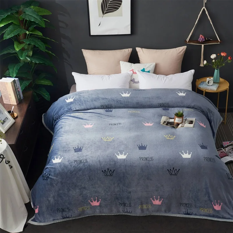 

Soft Thick Flannel Crown Blanket For Adults Multi-size Fleece Bedspread/Bed Cover For Winter/Autumn Cozy Blanket on the bed/sofa