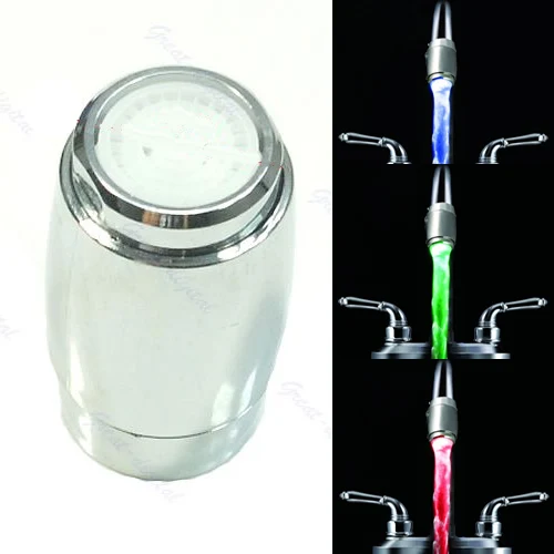 Temperature Sensor 3 Color Change RGB LED Light Water Tap Faucet Glow Shower A4