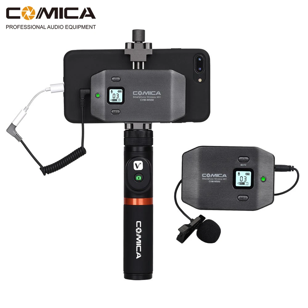 Comica CVM-WS50(A) UHF 6 Channels Wireless Phone Lavalier Microphone System For Smartphone/DSLR Camera Comica CVM-WS50(A) UHF 6 Channels Wireless Phone Lavalier Microphone System For Smartphone/DSLR Camera