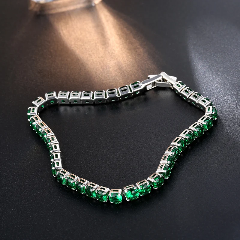CARSINEL, высокое качество, модная цепочка, зеленый циркон, браслеты и браслеты для женщин, ювелирные аксессуары, BR0253C