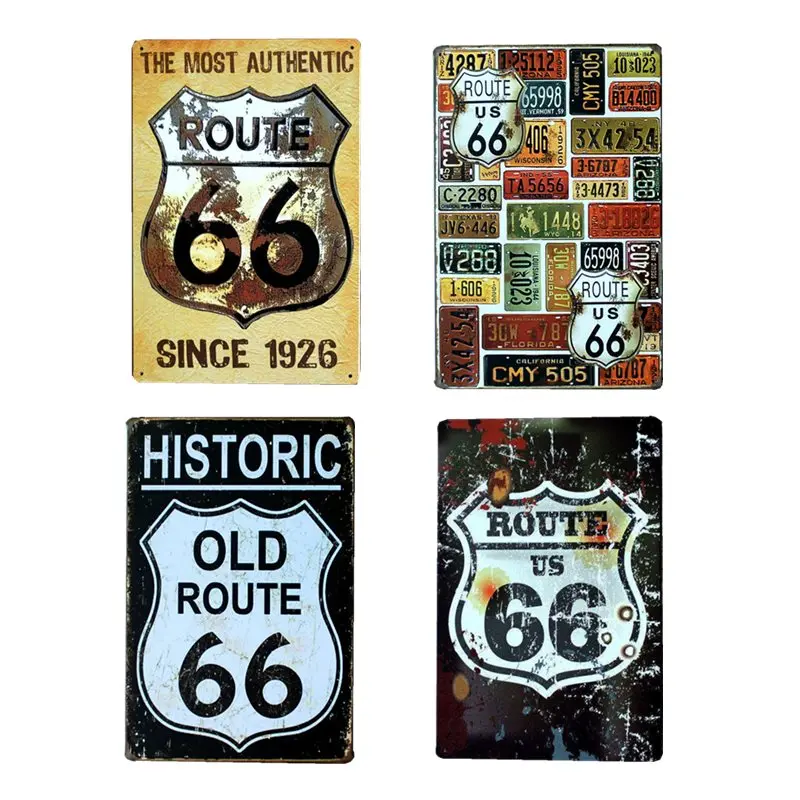 Route 66 винтажные вывески настенные плакаты в стиле ретро металлическая табличка