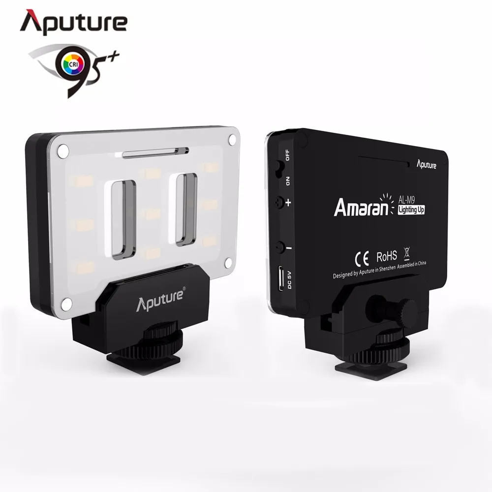 Aputure AL-M9 CRI/TLCI 95+ 9 SMD bulbs Dimming 5500K Led Video Light Lighting Pocket Sized LED Annular Lamp for Sony DSLR Camera