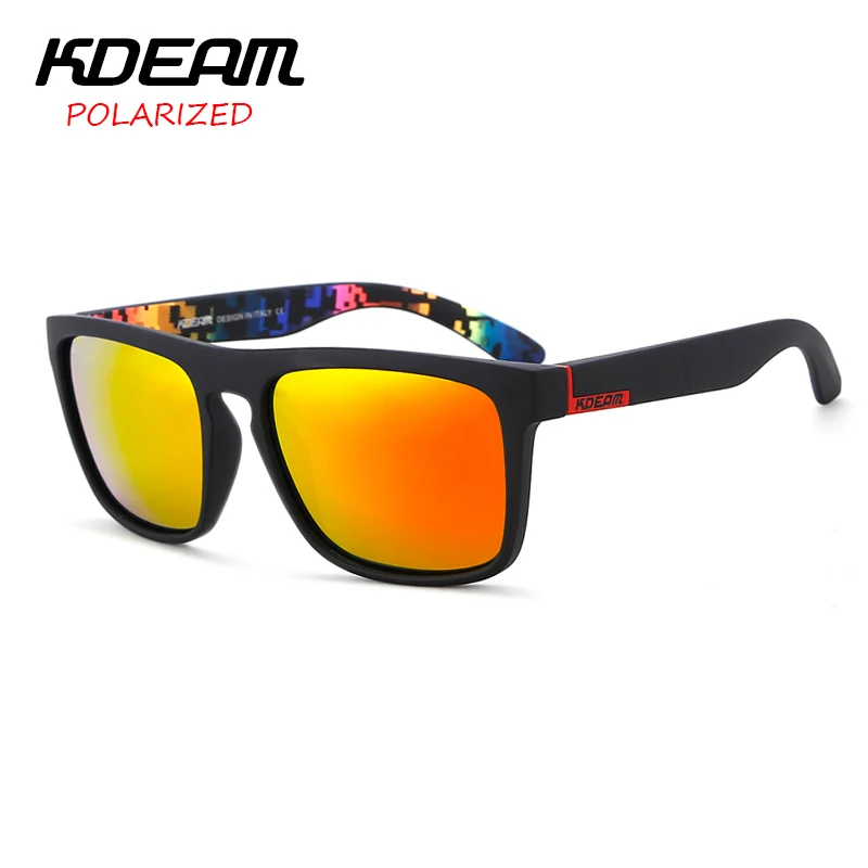 KDEAM Brand Sunglasses Men Sports Sun Glasses Women Polarized Mirror lens Square Frame 11 Colors UV400 With Hard Case KD156 photo