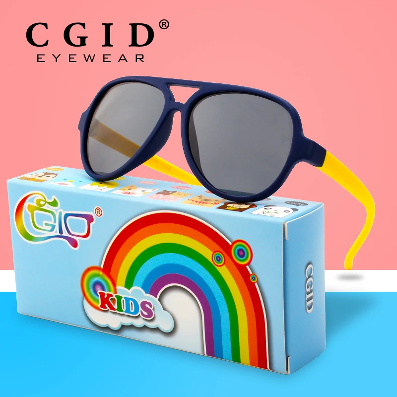 

CGID Rubber Flexible Kids Sunglasses Pilot Colorful Frame with Polarized Glasses for Baby and Children Age 3-5 ET93