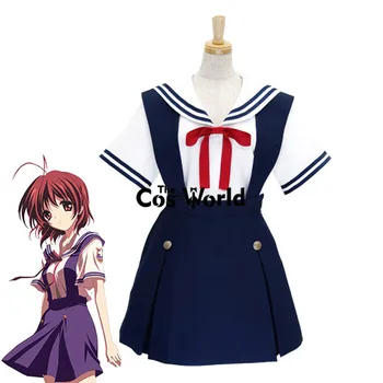 

CLANNAD Furukawa Nagisa Summer Short Sleeve Navy Uniform Sailor Suit JK High School Uniform Suspender Skirt Cosplay Costumes