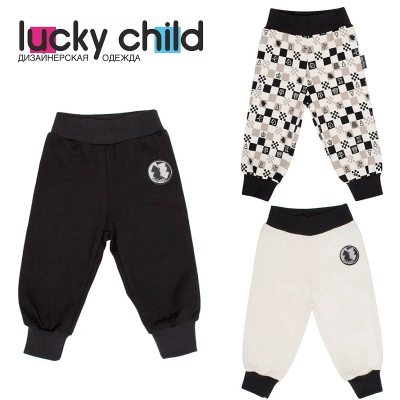 Штанишки Lucky Child с начёсом для мальчиков и девочек, арт. 29-11f(Шахматы) [сделано в России, от 2-х дней]