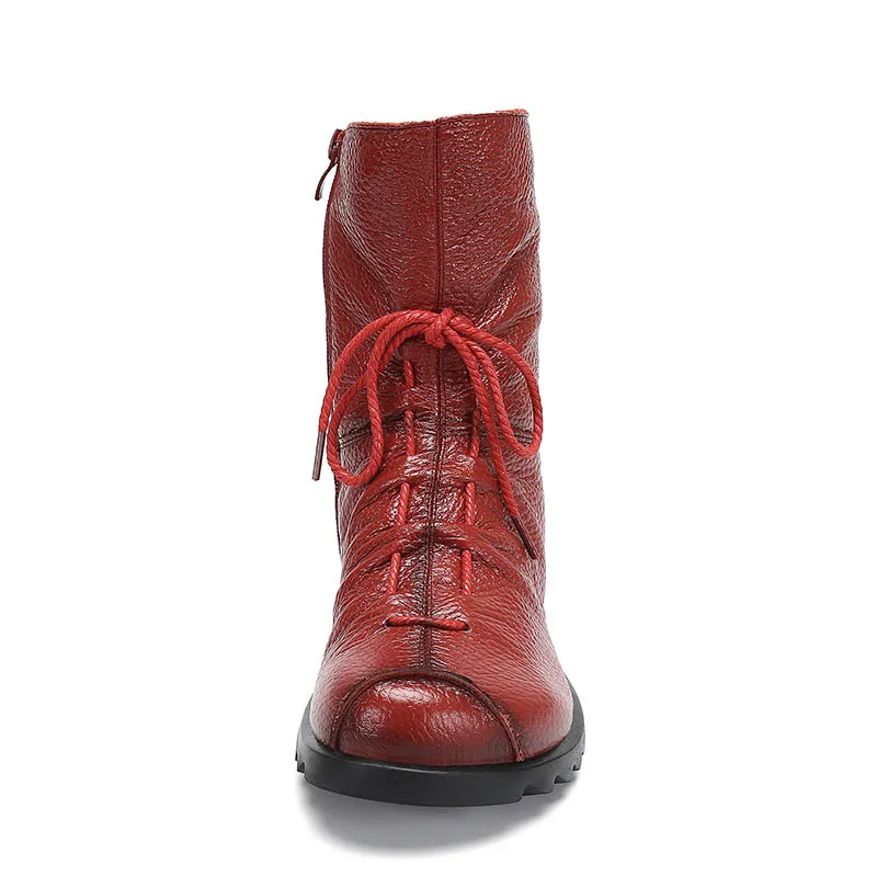 Casuales Mujeres Tobillo Saguaro La camel Plush black Genuino Mujer Lace Negro Invierno Plush Otoño Vendimia Plataforma rojo Zapatos Botas 2018 Plush camel De red Up Cuero OrFwOnp