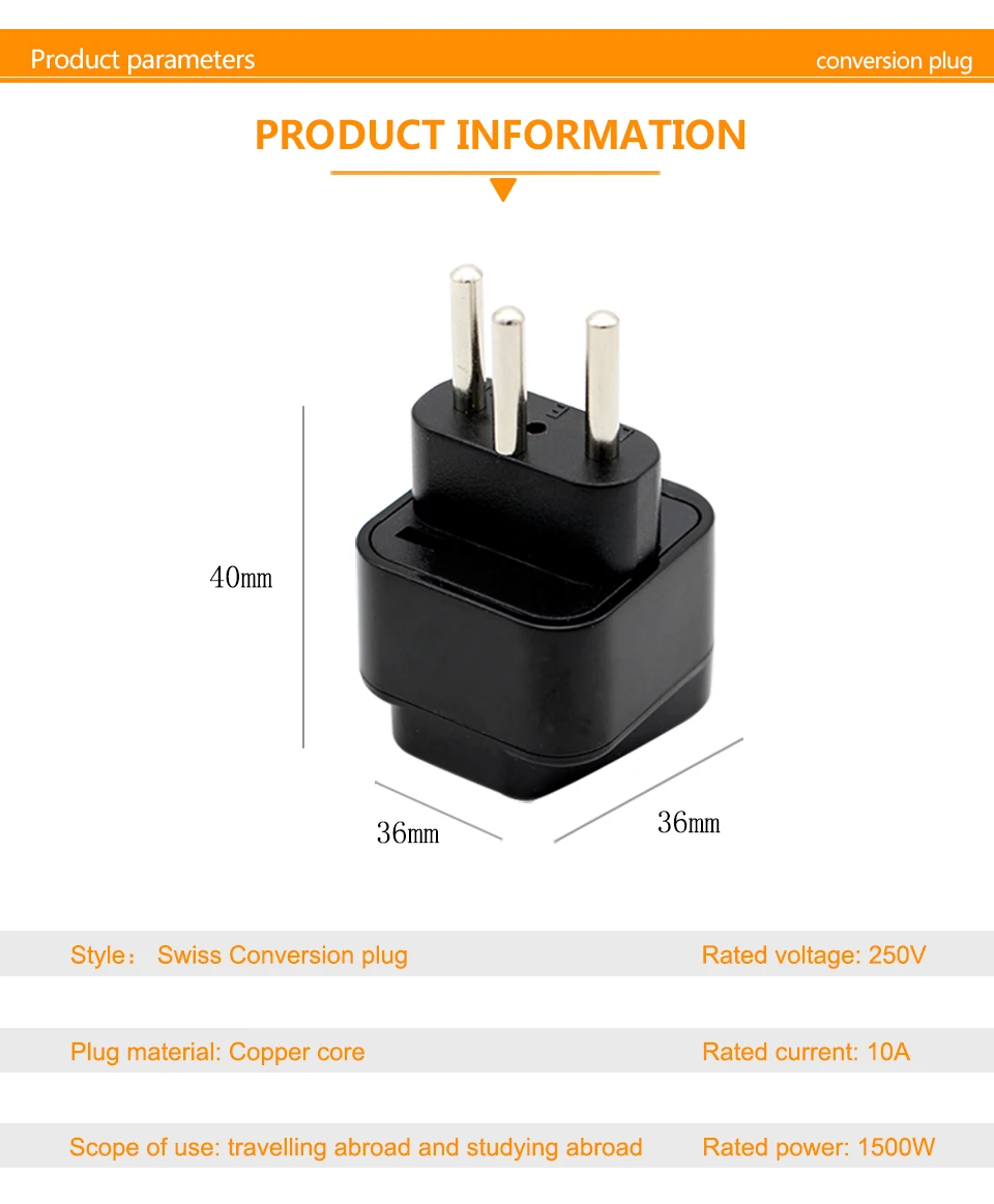 USAUUKEU to Swiss Adaptor Swiss plug Travel Converter Adapter Household Plugs Power Adapter charger Swiss tourism conversion (4)
