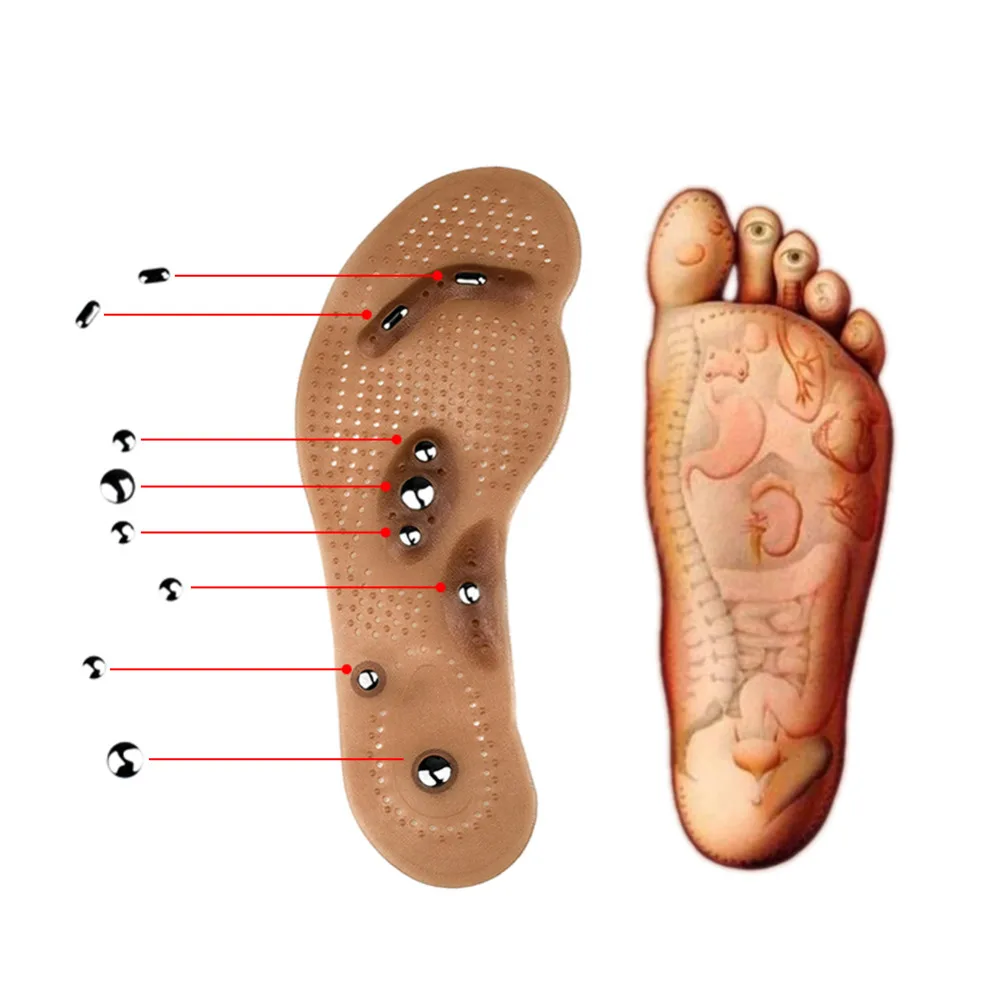 1 пара Магнитная стелька уход стелька магнитотерапия стопы массажный магнит терапия массаж ног против боли, акупунктурный точки ступни здоровыми инструмент