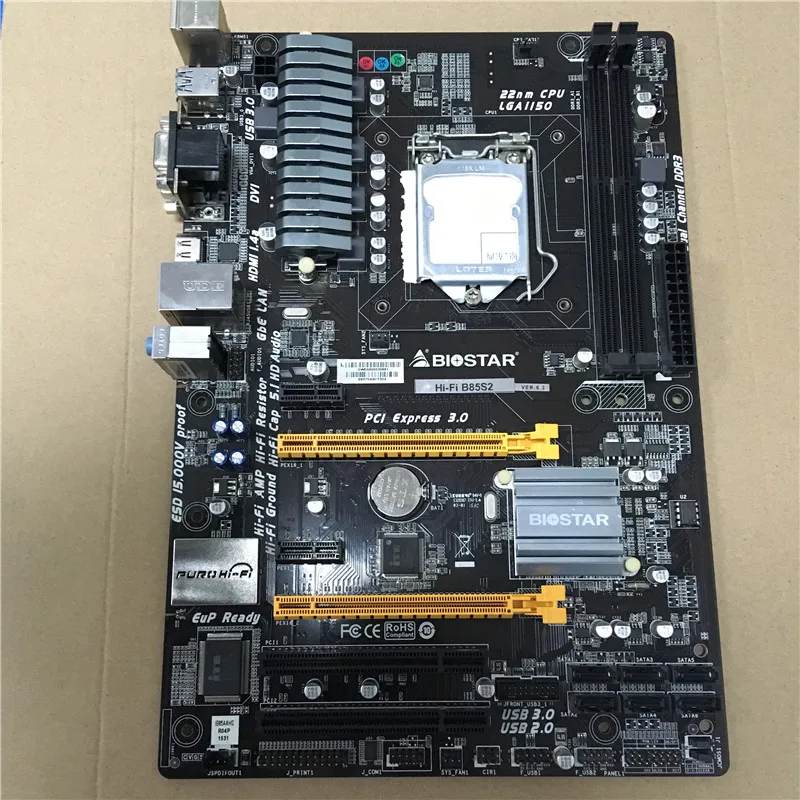 Для BIOSTAR Hi-Fi B85S2 оригинальная б/у настольная материнская плата B85 LGA 1150 DDR3 16G SATA3 USB3.0 ATX