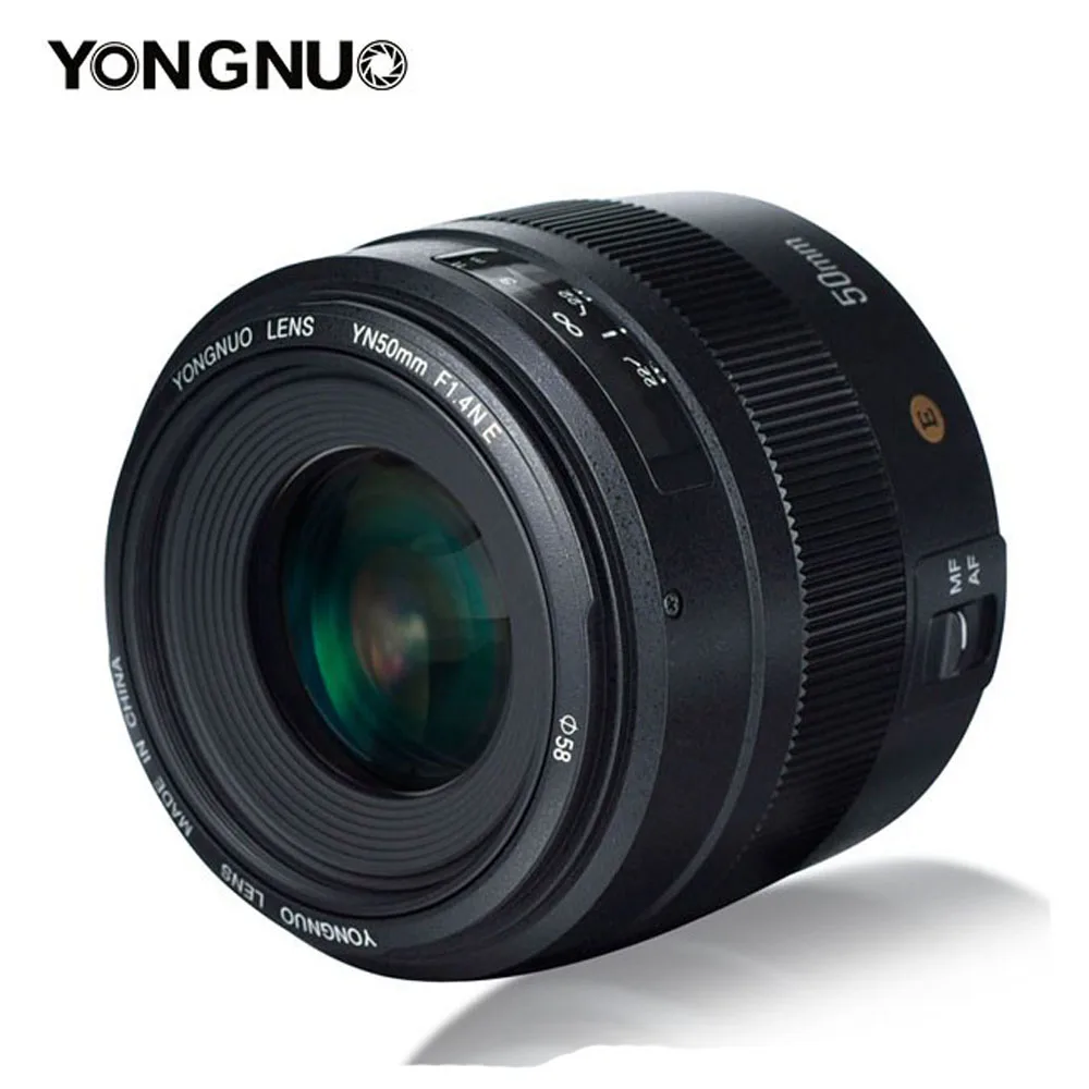 Светодиодная лампа для видеосъемки YONGNUO YN50MM 50 мм F1.4N F1.4 E Стандартный объектив с фиксированным фокусным расстоянием AF/MF объектив для Nikon D3400 D5300 D7200 D750 D5600 D3200 D7100 D3300 D7200 D850