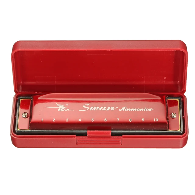 Swan Harmonicas 10 Holes 20 Tones Laser Proceeded Diatonic Blues Harps Accordion Musical Instrument Woodwind In Plastic Box