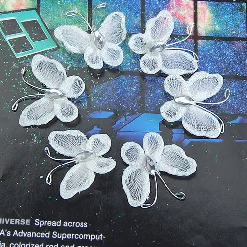 

50pcs Sheer Mesh Wire Glitter Butterfly with Gem Home/Weeding/Party Decoration
