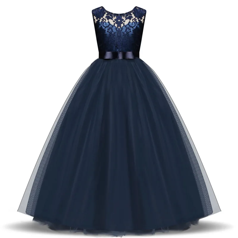 

5-14 Years Kids Dress for Girls Wedding Tulle Lace Long Girl Dress Elegant Princess Party Pageant Formal Gown for Teen Children