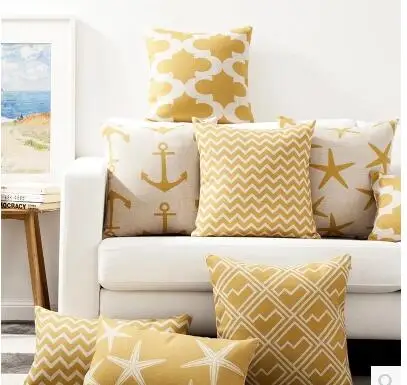 Ikat Yellow geometric zigzags/ chevrons squares back cushion cover sofa decorative throw pillow case lumbar cove | Дом и сад