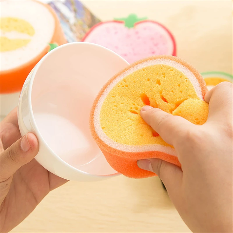 

1982 fruit section padded sponge scouring pad cloth Kitchen Cleaning Cloths wholesale strong decontamination dish cloth