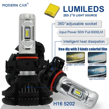 

Modern Car H16 5202 360 Degree Emitting LED Headlamp Auto Car Bulb Light 3000K Amber 6000K White 8000K Cooling White Headlights