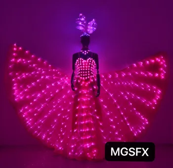 Butterfly LED Wings Luminous Belly Dance Wing Color Change Wings For Dancer Wedding Party Costume Adult Child Performance Show