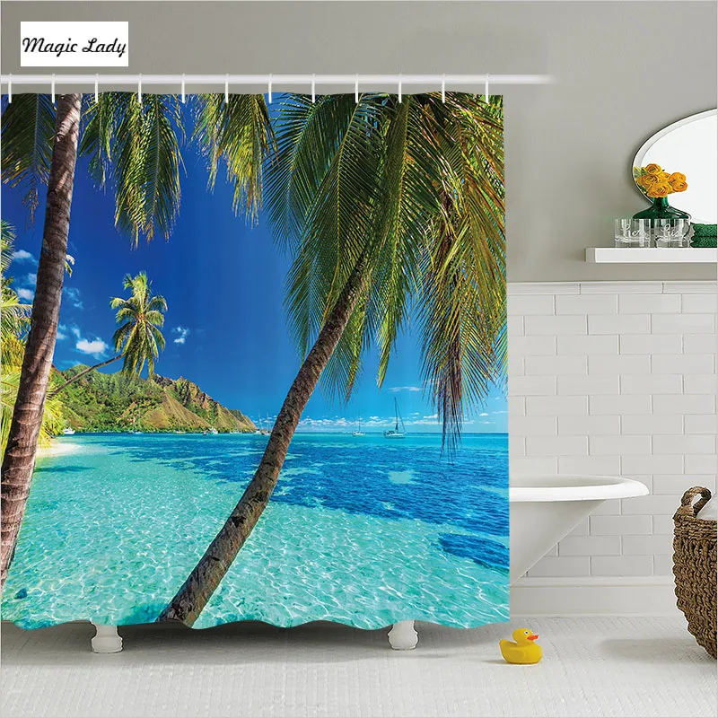 Shower Curtain Clear Bathroom Accessories Tropical Island Palm Shower Curtain Clear Bathroom