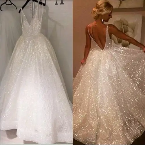 Beauty Emily European Sparkly Sequins Wedding Dress 2019 Charming