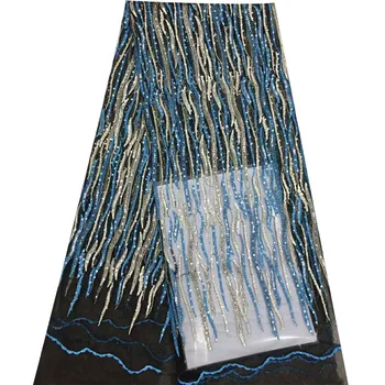 

nigerian lace fabrics 5yard fashion african lace fabric with sequin flower design high quality sequin fabric wedding HJ885-2