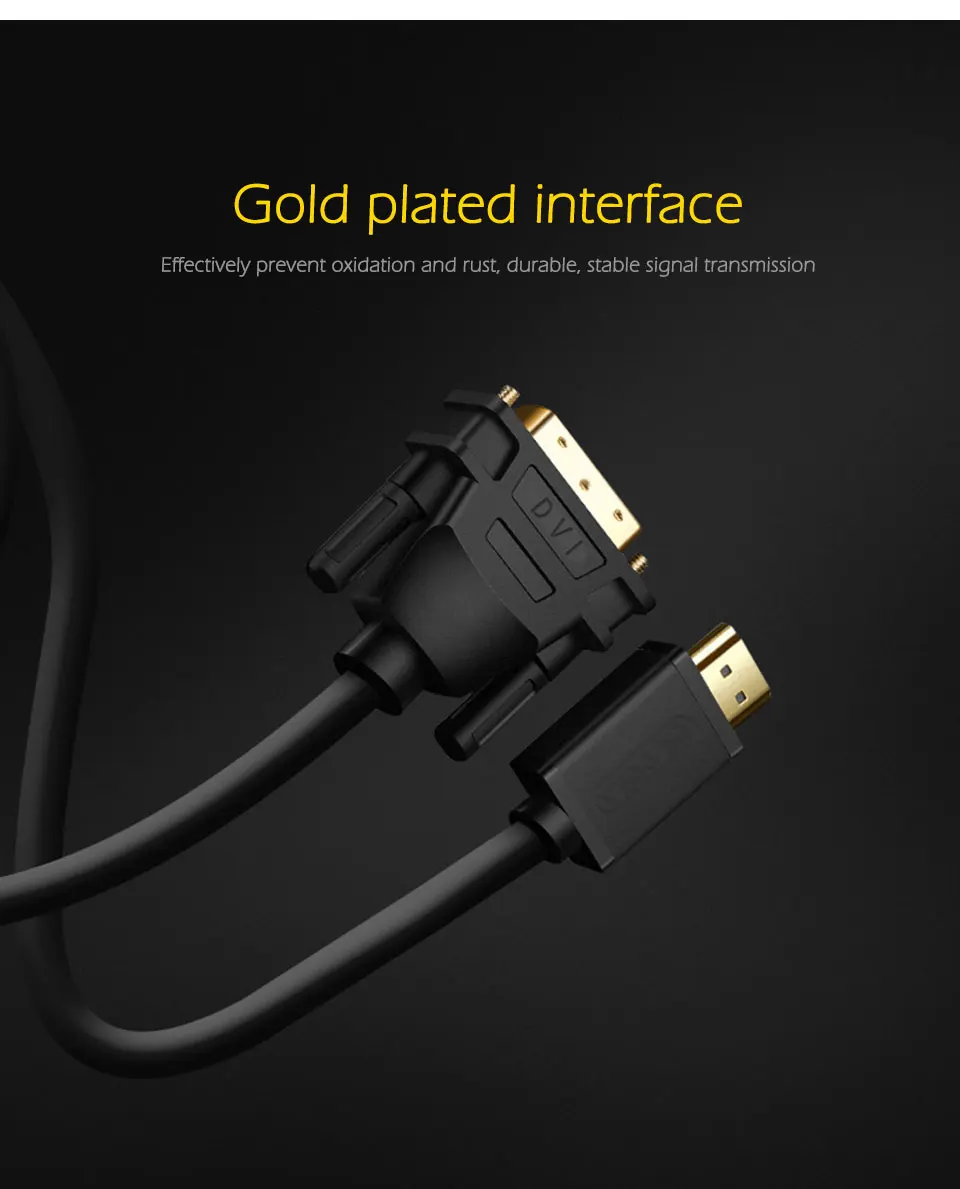 HDMI to DVI Male to 24+1 DVI-D Male Adapter Video Cable Gold Plated 1080Pfor LCD DVD HDTV XBOX Projector High Speed 1m 2m 3m 5m (6)