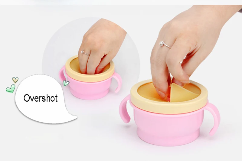 Baby 360 Rotate Spill-Proof Bowl Feeding Food Snack Dishes Tableware Container With Cover & Handle (10)