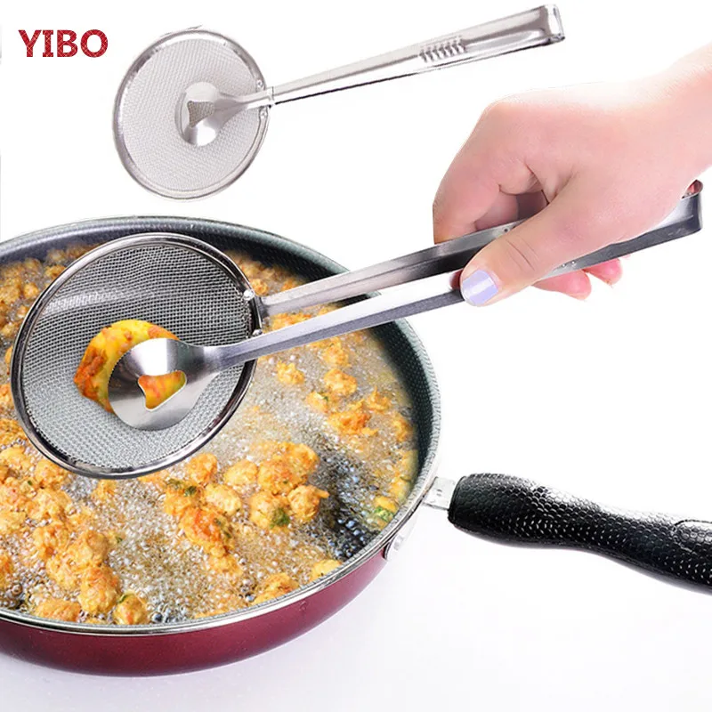 YIBO Stainless steel kitchen colander filter spoon Fried food scoop oil