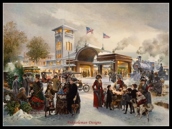 

Counted Cross Stitch Kits Needlework - Crafts 14 ct Aida DMC Color DIY Arts Handmade Home Decor - Home for the Holidays