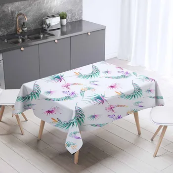 

Else White Floor Green Leaves Purple Floral Flowers 3d Print Washable Thicken Cotton Cloth Rectangular Square Kitchen Tablecloth