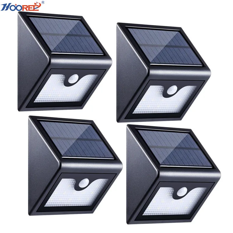 

Hooree 4PCS LED Solar Light Waterproof 16 LED Solar Power Motion SensorOutdoor Yard Garden Security Wall Lamp Street Solar Lamp
