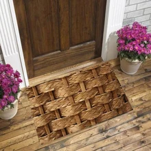 Else коричневый Плетеный бамбуковый цветочный узор 3d принт Противоскользящий Декоративный Напольный дверной коврик для дома Прихожая гостиная