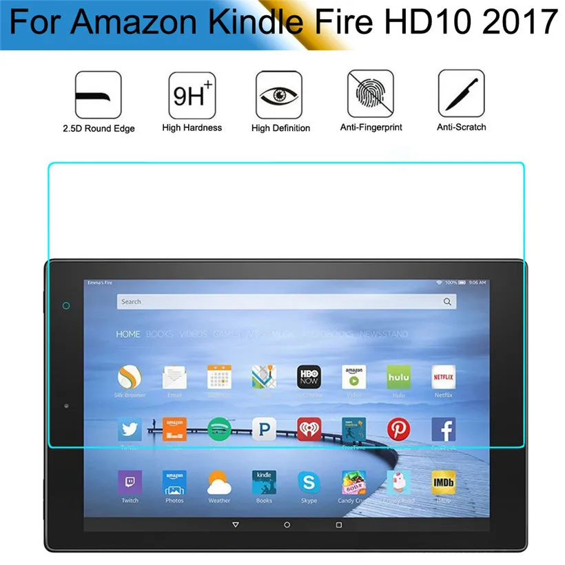 Для Amazon Kindle Fire HD10 2017 закаленное Стекло Экран защитный Плёнки Высокое разрешение ясно Плёнки Прямая доставка; 180105 г.; Бесплатная доставка