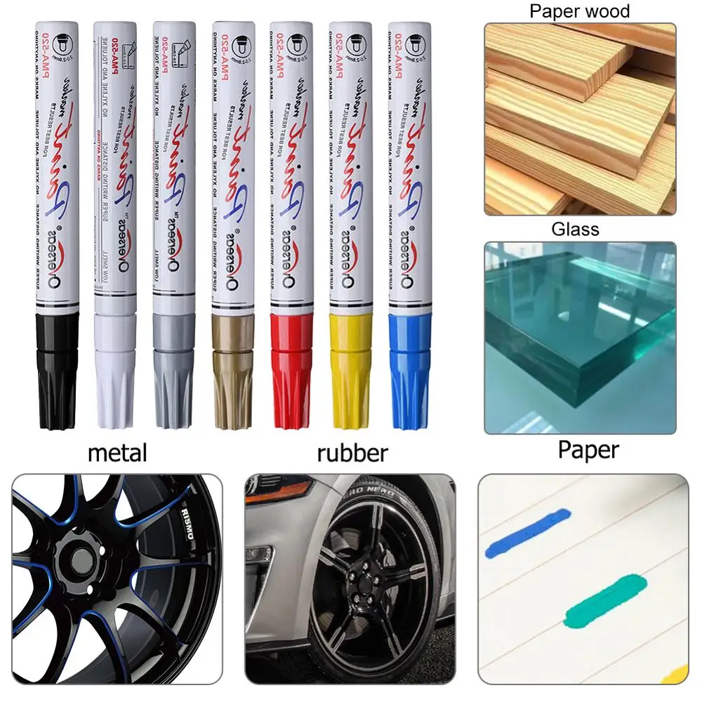 7Colors Universal Waterproof Permanent Paint Marker Pen Car Tyre Auto Tire Tread Rubber Painting Marker Graffiti Oily Marker Pen