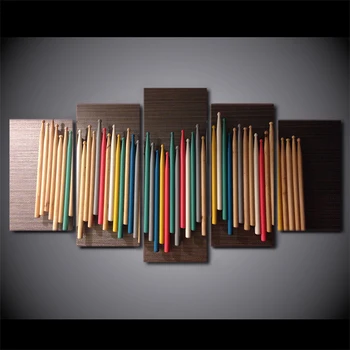 

5 Pcs/Set Framed HD Printed Colorful Music Drum Sticks Modern Wall Decor Poster Canvas Art Painting Contemporary Wall Art