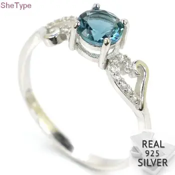 

20x6mm SheType 1.8g London Blue Topaz Heart Shape Gift For Ladies Real 925 Solid Sterling Silver Rings