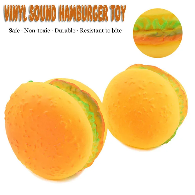 KIMHOME PET Interactive Dog Toys For Small Dogs Vinyl Glue Hamburger Squeak Puppy Toy Diameter 8.5cm Chew Bite Resistant | Дом и сад