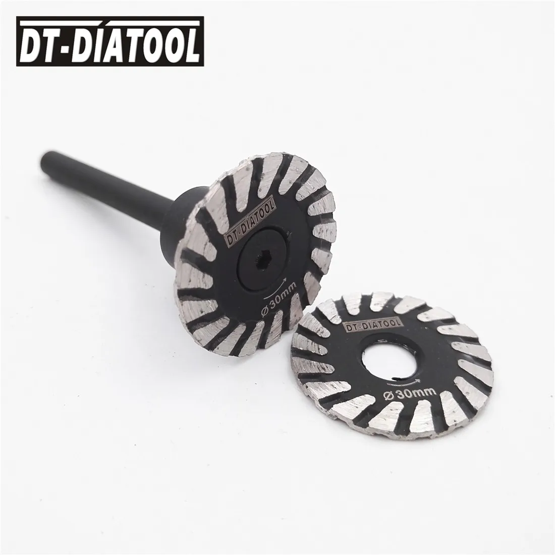 DT-DIATOOL 2pcs mini diamond saw blade removable 6mm shank Turbo cutting disc for granite marble stone concrete
