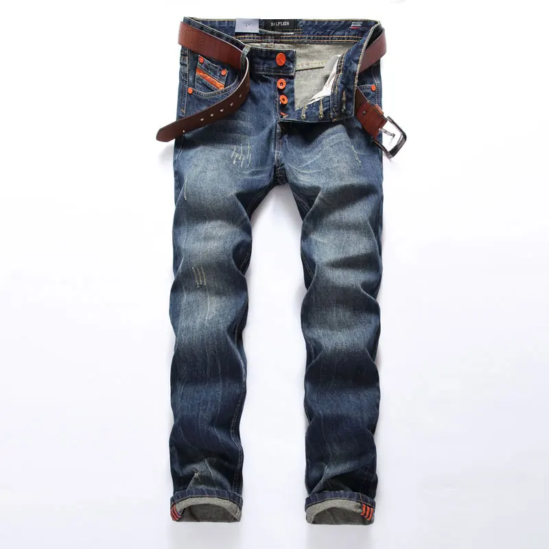 Comprare Modo caldo di Vendita Degli Uomini Dei Jeans di Dsel di Marca Etero Fit Strappato Jeans Italiano Del Progettista 100% Cotone Distressed Denim Jeans Homme