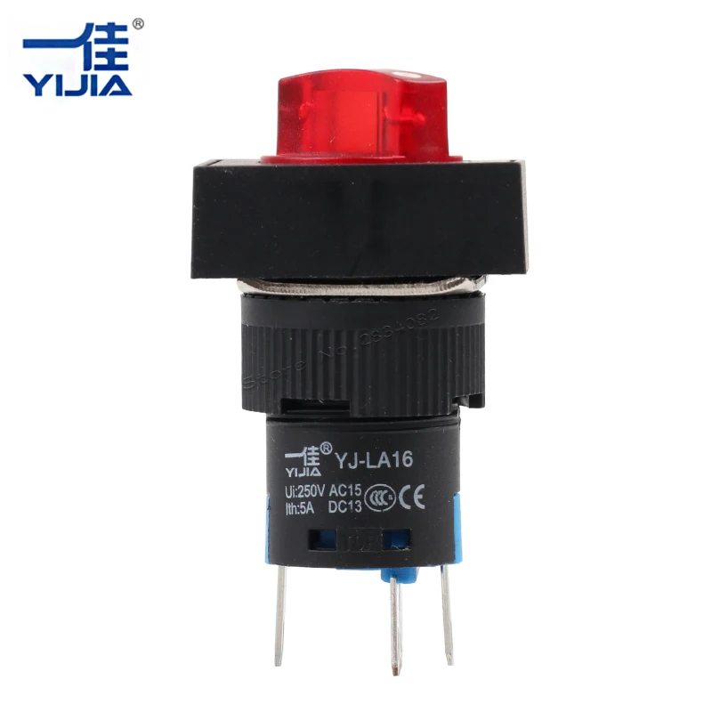 selector 16mm Maintained illuminated Led rectangular rotary Push Button Switch 2 position Self