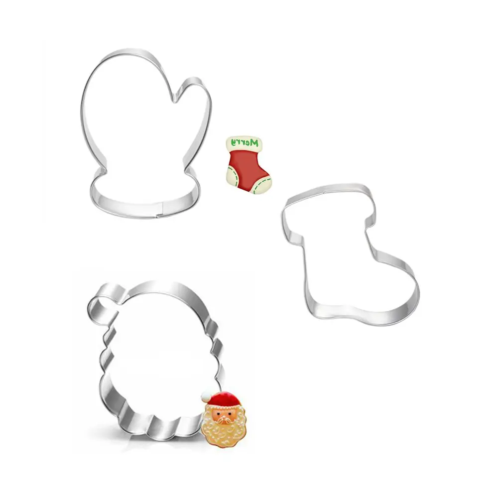 

3pcs Christmas Cookie Cutter Toy Fruit Vegetable Biscuit Cutters Tools Cake Mold Bakery Kitchen Gadgets Sale Stainless Steel