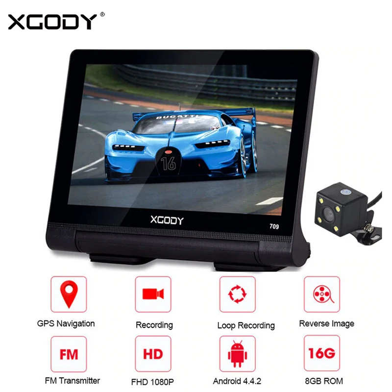 

XGODY 7" Car DVR GPS Navigation Android 8GB Bluetooth WiFi 1080P Dash Camera Video Recorder Dashcam Vehicle GPS Auto Navigator