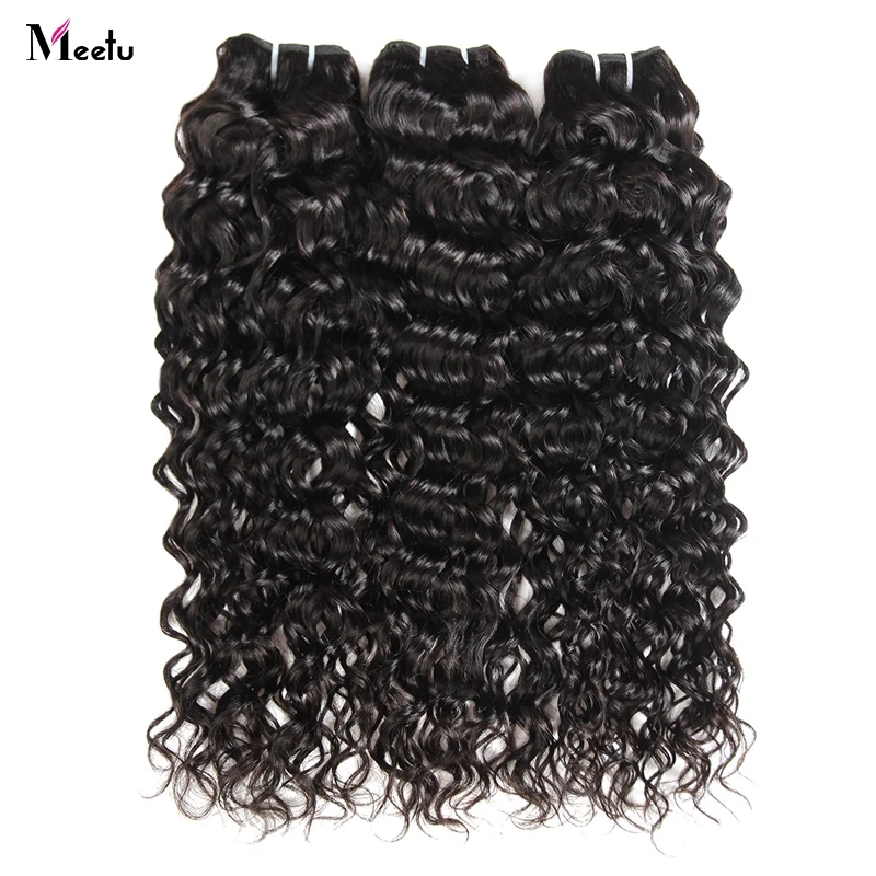 Meetu Hair Malaysian Water Wave 3 Bundles Human Hair Weave Natural Color 100% Non Remy Hair Extension 8''-28'' Free Shipping Meetu Hair Malaysian Water Wave 3 Bundles Human Hair Weave Natural Color 100% Non Remy Hair Extension 8''-28'' Free Shipping